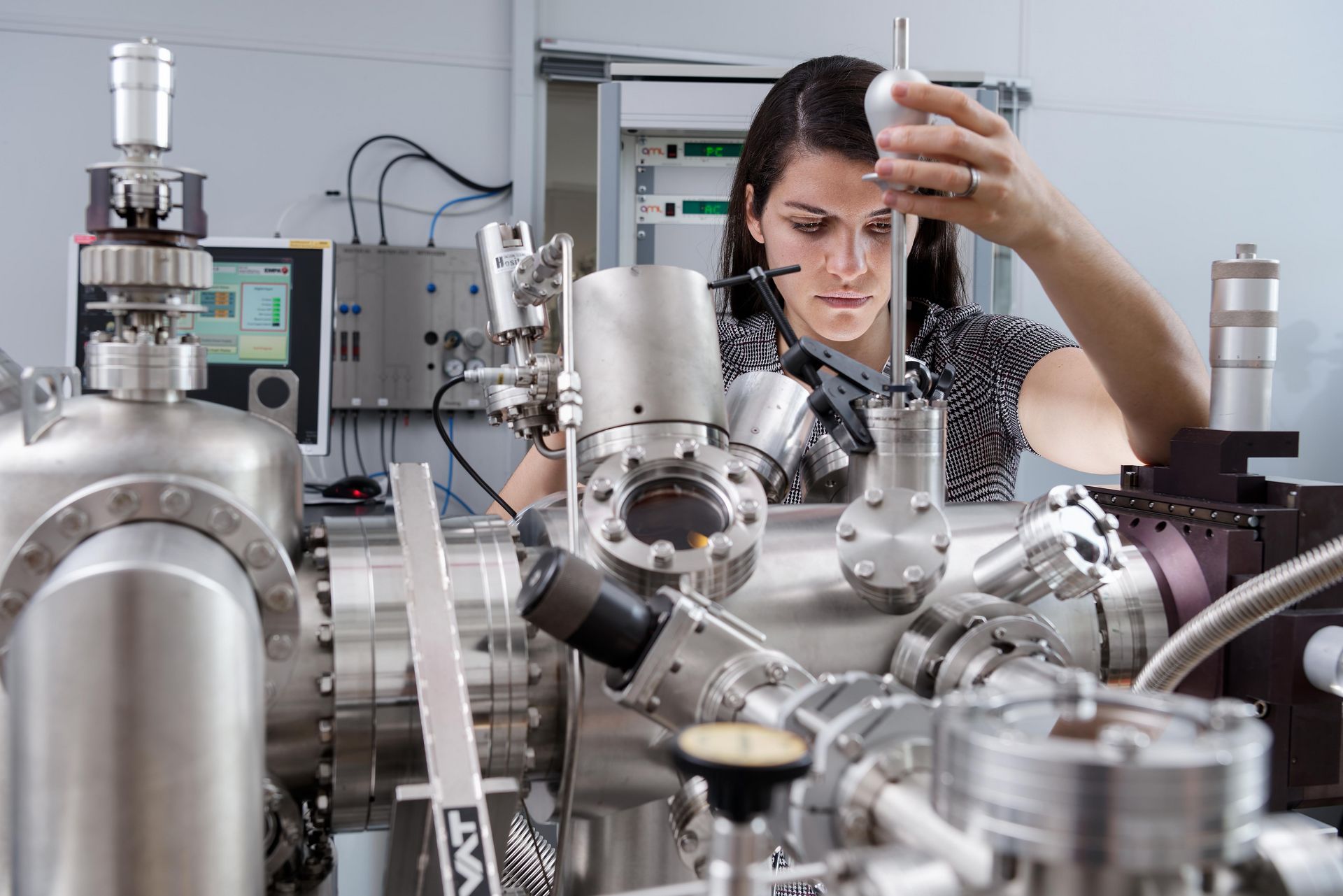 Materials engineer Dr Gabriela Borin Barin during an examination with the scanning tunnelling microscope