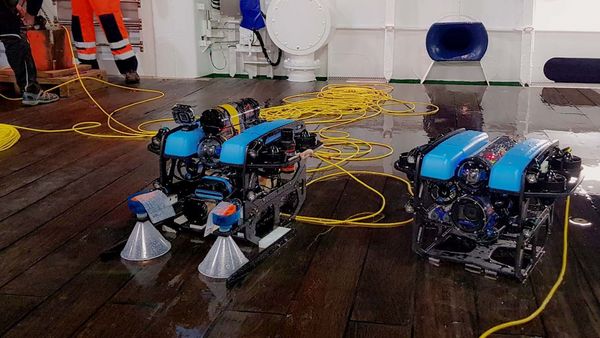 The two remote-controlled miniature ROVs