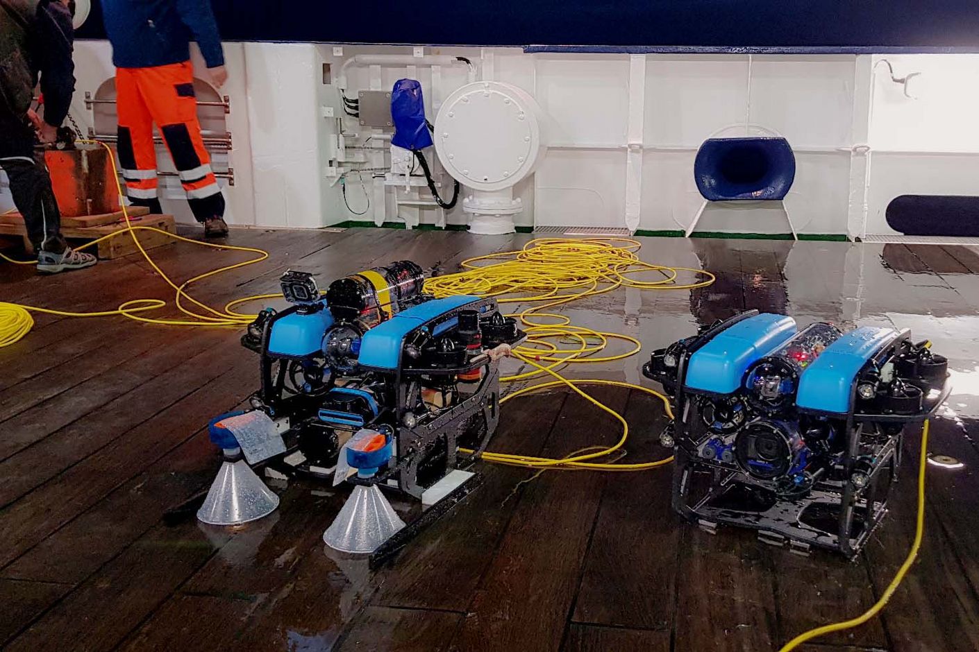 The two remote-controlled miniature ROVs